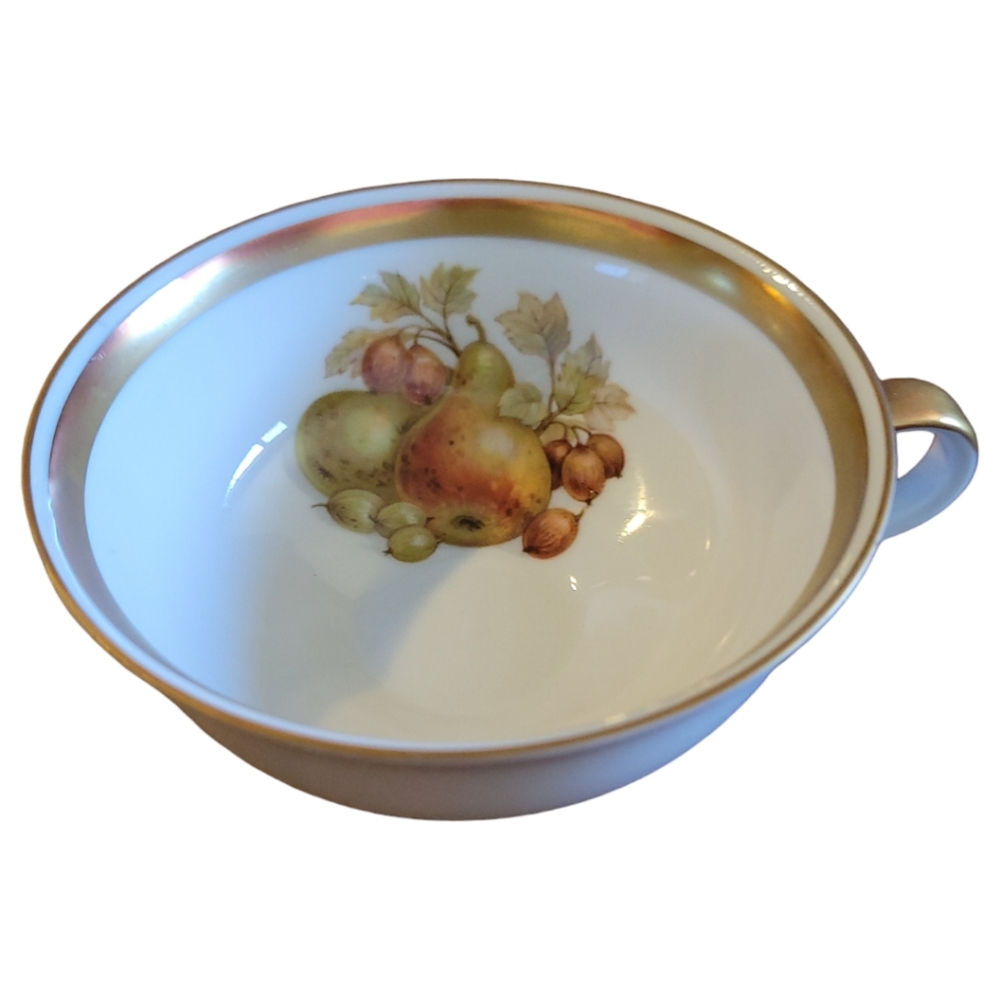 Vtg 59 Bareuther Waldsassen Teacup Gold Pears Goose Berries Bavarian China
